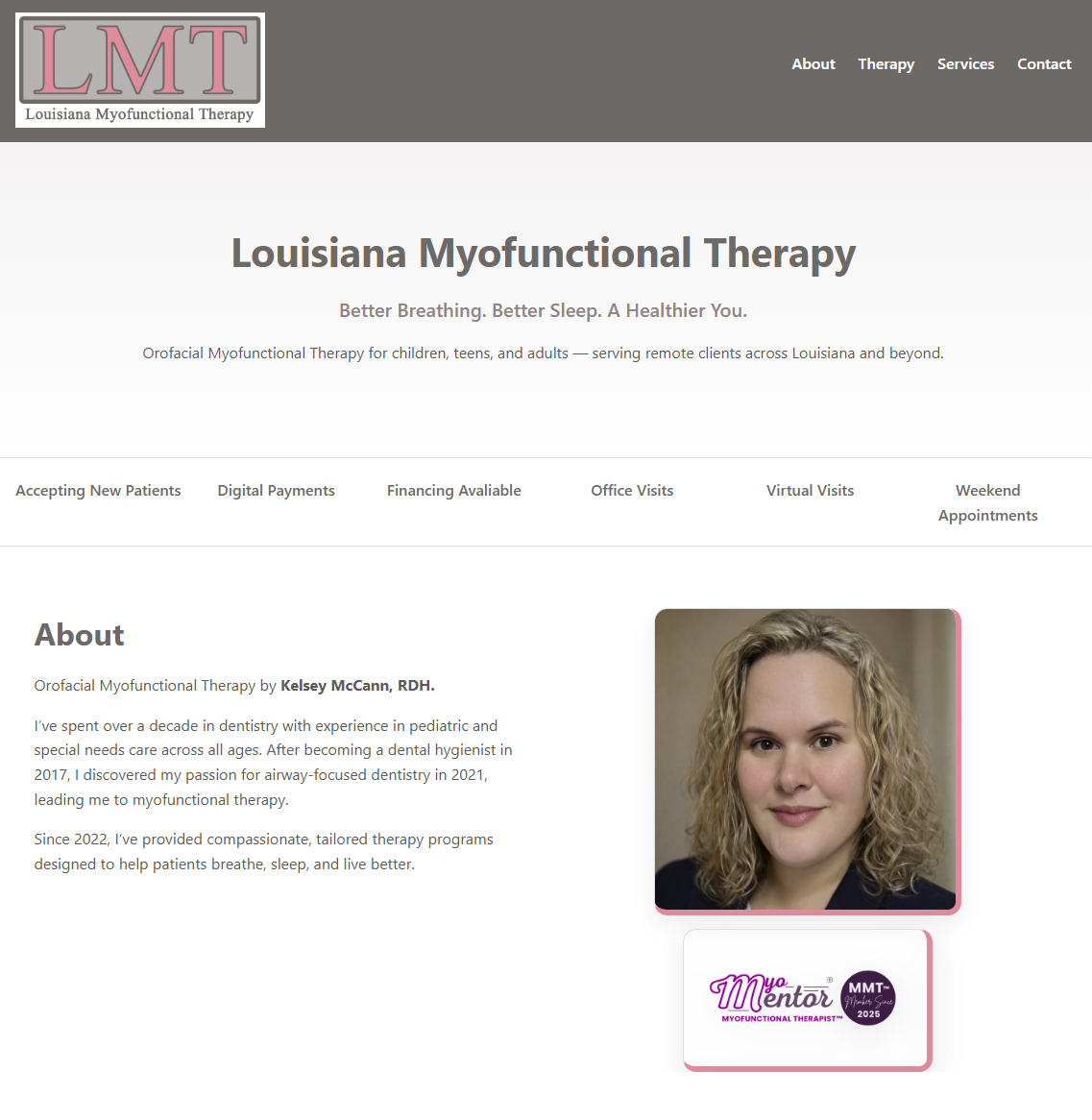 Louisiana Myofunctional Therapy Website